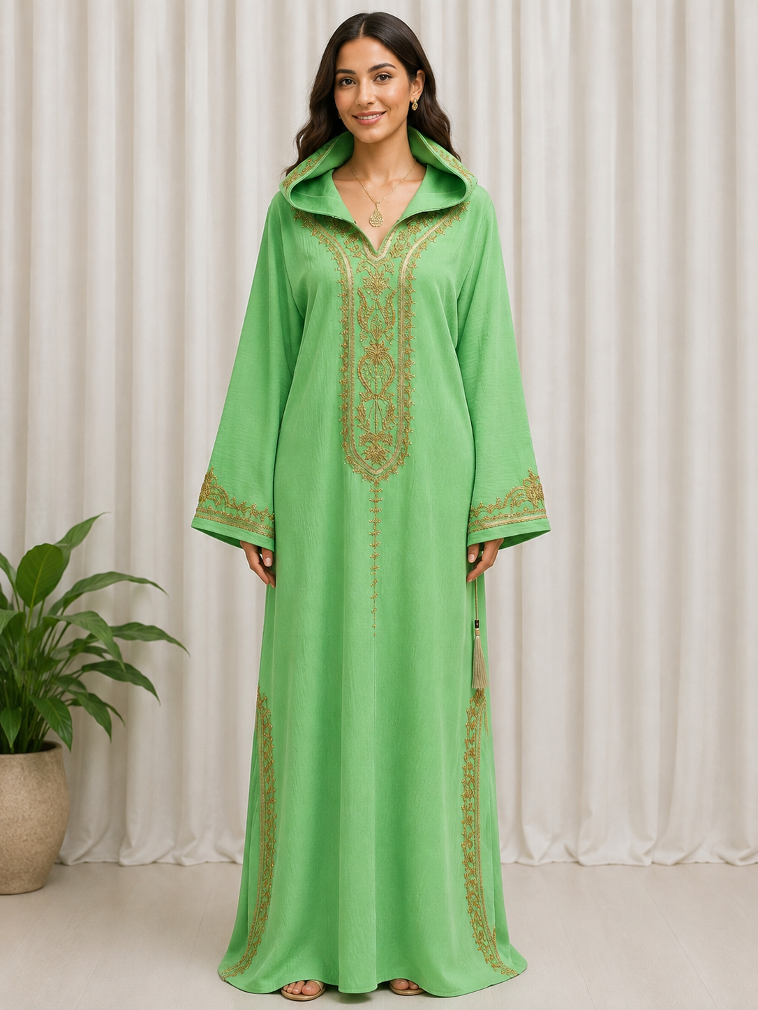 Moroccan Embroidered Djellaba For An Elegant Cultural