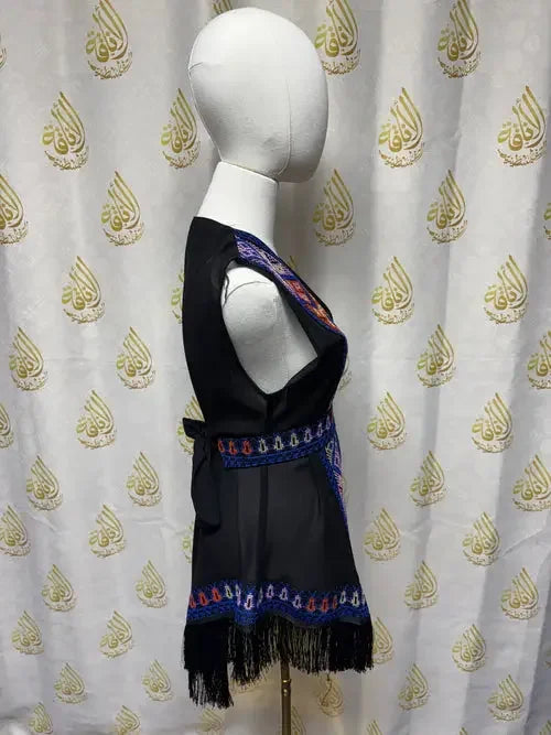 Fusion Fashion: Traditional Meets Modern in Embroidered Chiffon Vest Palestinian Elegance