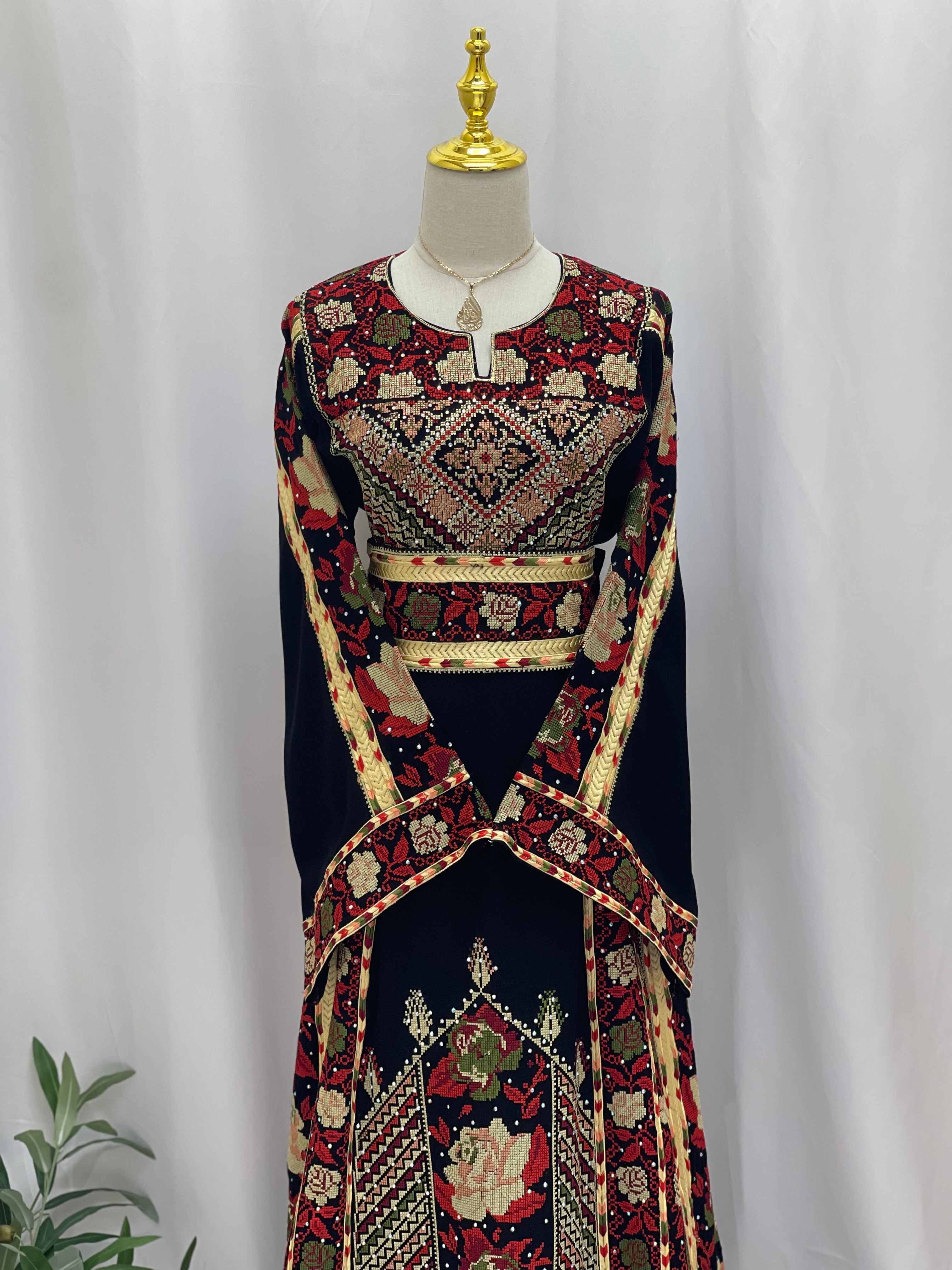 Embroidered Flowers Thoub: A Bloom of Elegance Palestinian Elegance