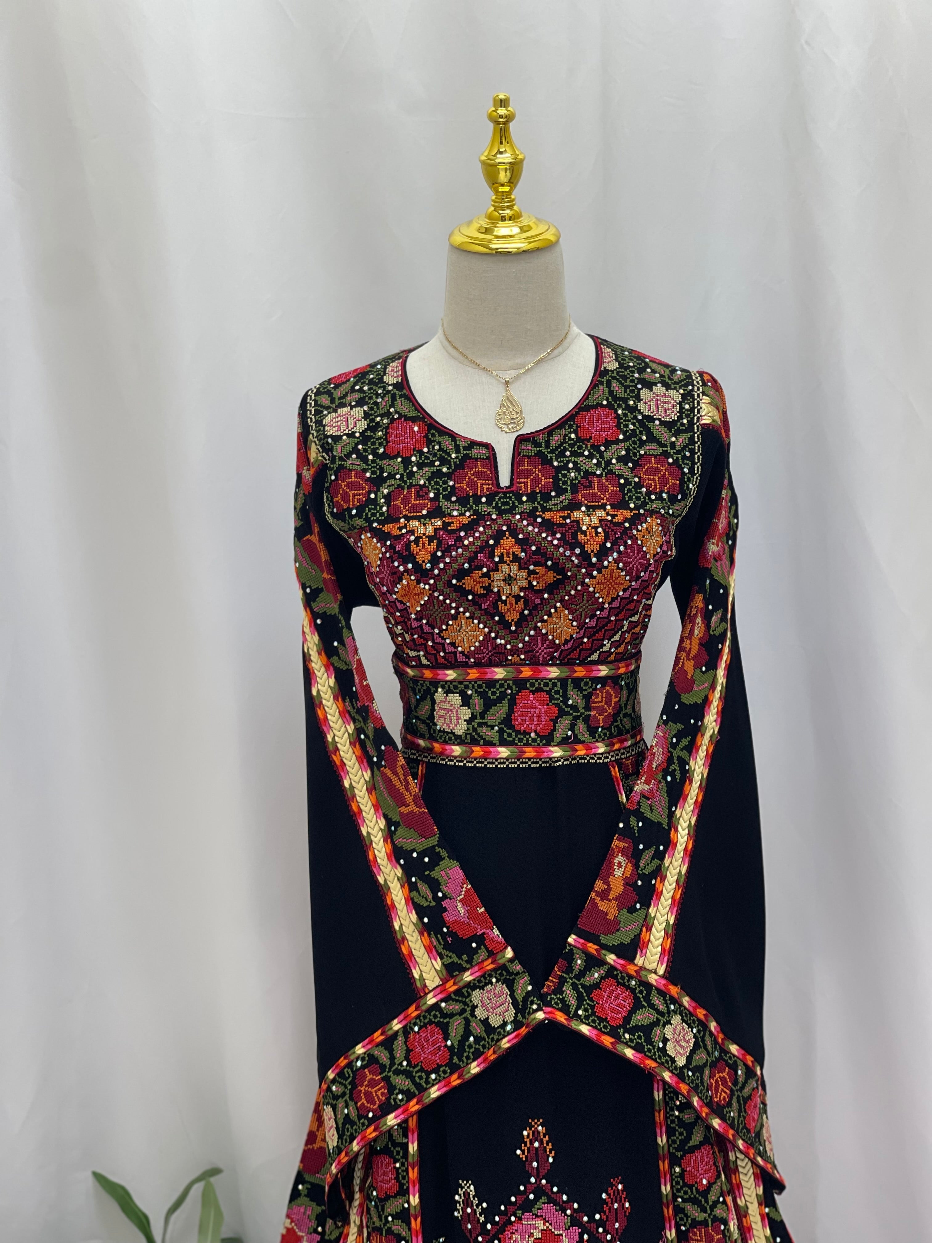 Embroidered Flowers Thoub: A Bloom of Elegance Palestinian Elegance