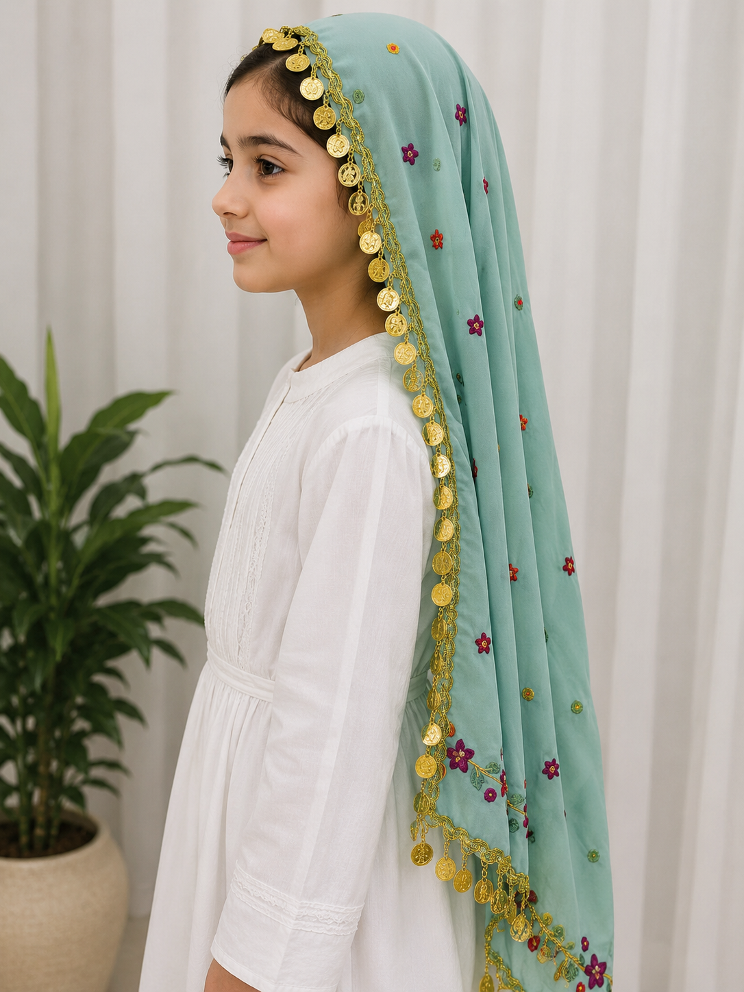 Little Princess Coin Embroidered Scarf