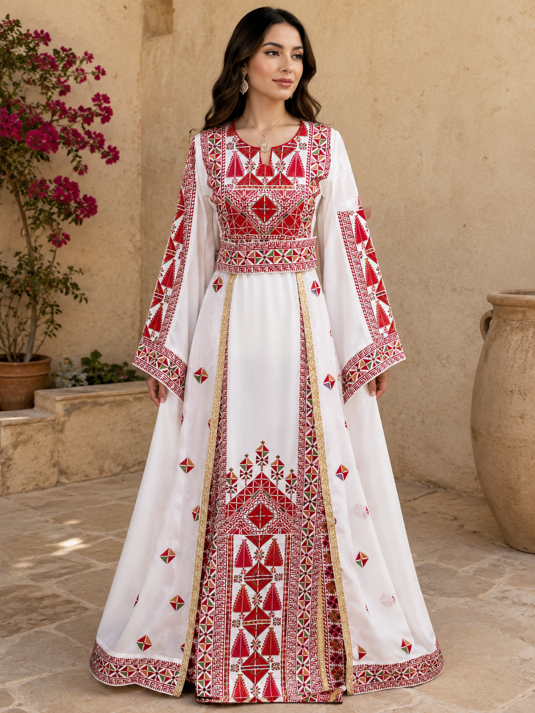 Falahi thoub with overskirt Embroidered Dress and khirka