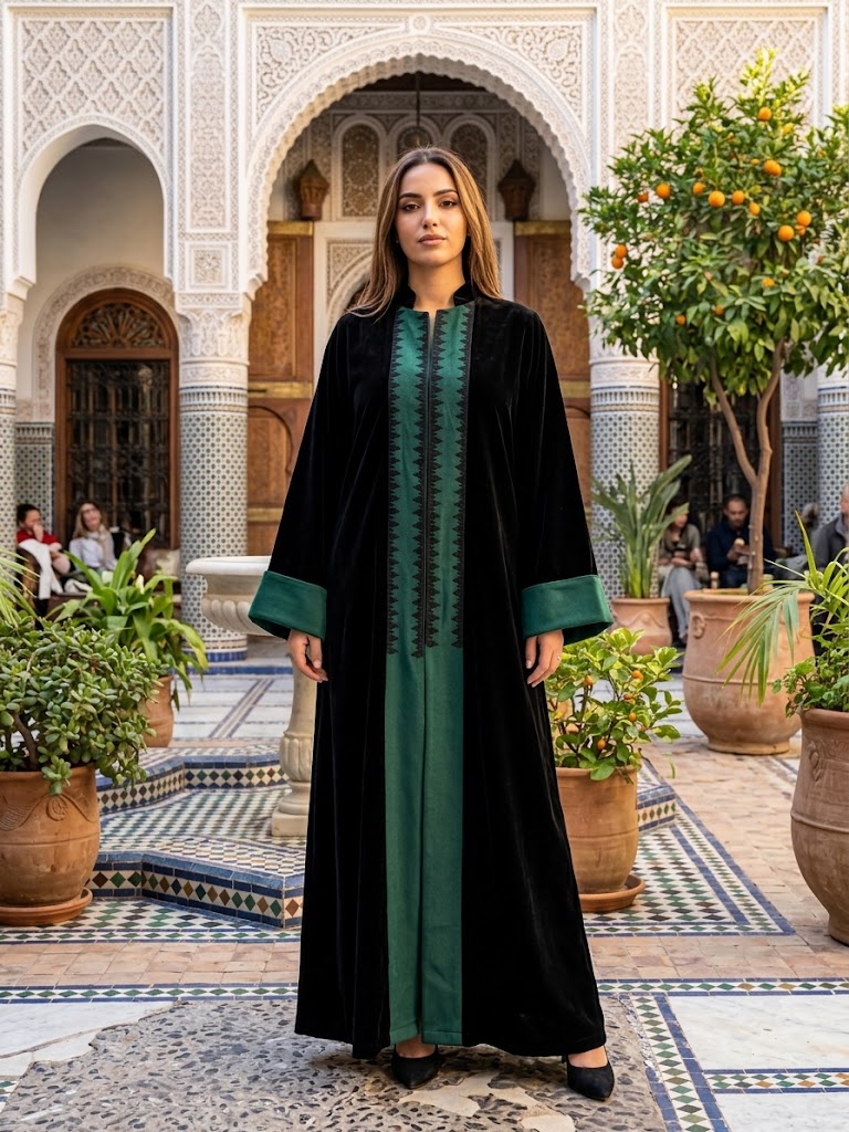 Moroccan Embroidery Kimono- designed in a classic open front silhouette