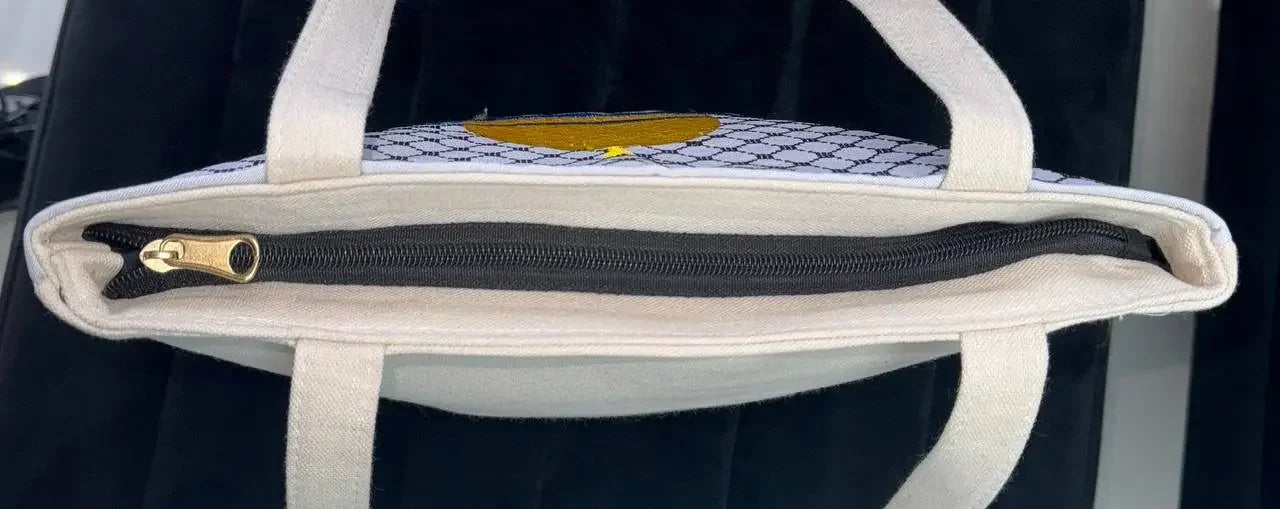 Jerusalem with kuffiyeh embroidered Tote bag Palestinian Elegance