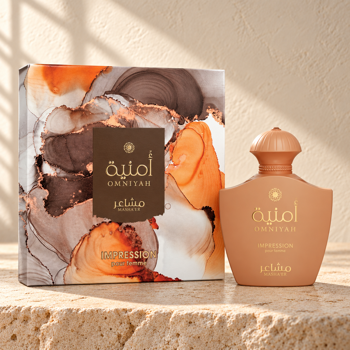 Masha'er Omniyah Impression Eau de Parfum – 100 ml — bottle and matching packaging