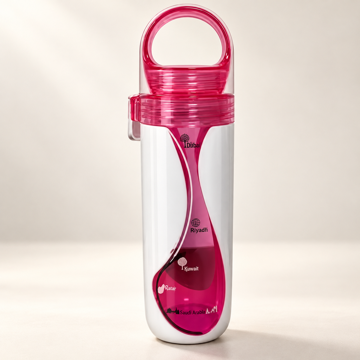 Palestine Map & Al Quds High-Quality Tea water bottle Set — professional product photograph
