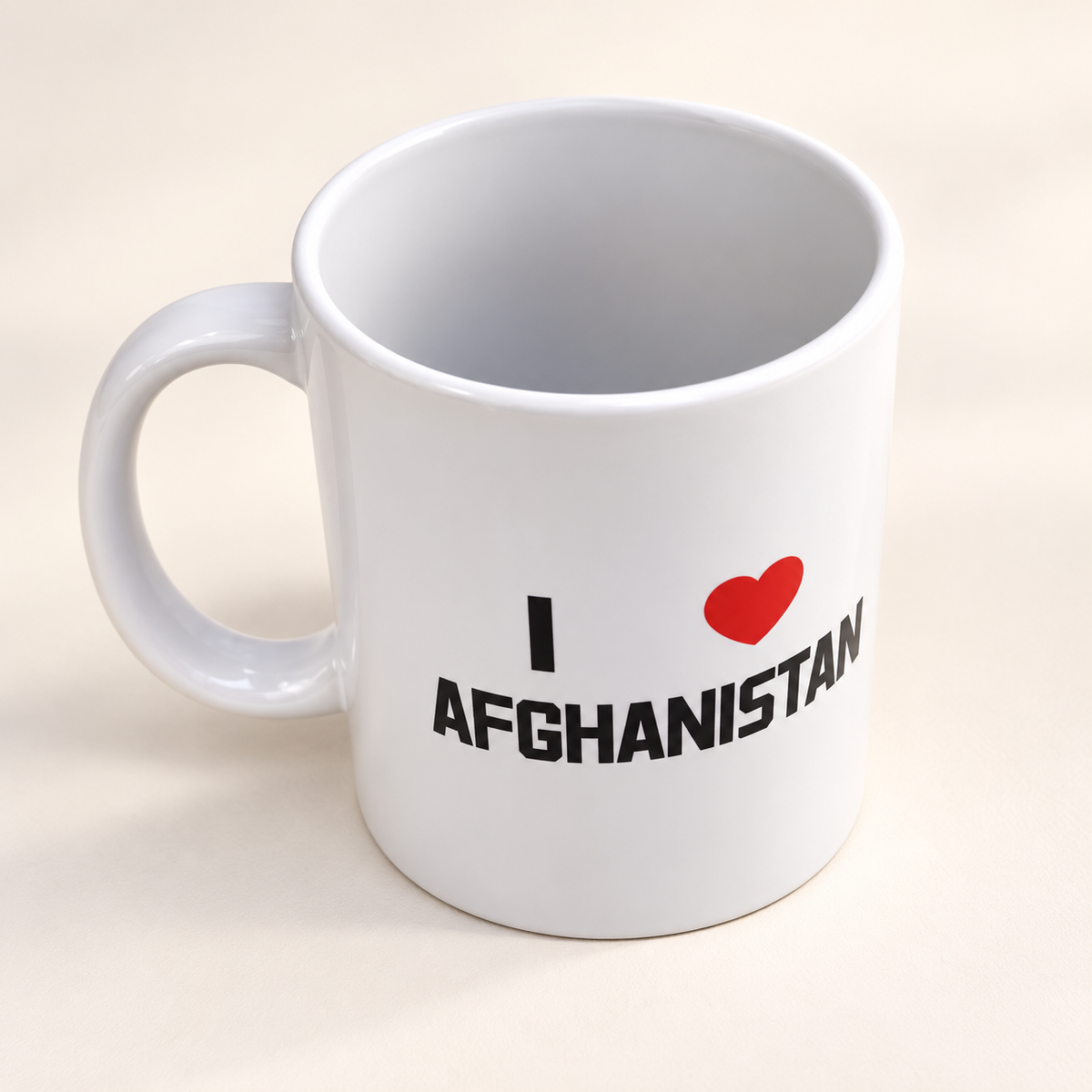 I Love Afghanistan Two-Faced Cup Design — professional product photograph