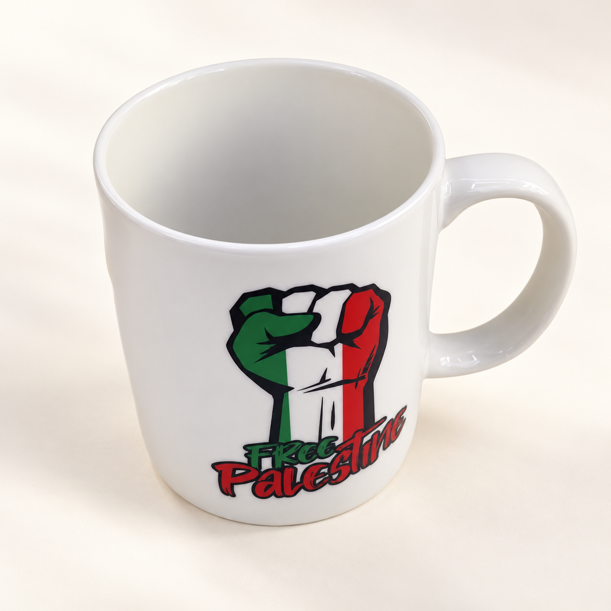 Free Palestine with Fist Design — professional product photograph