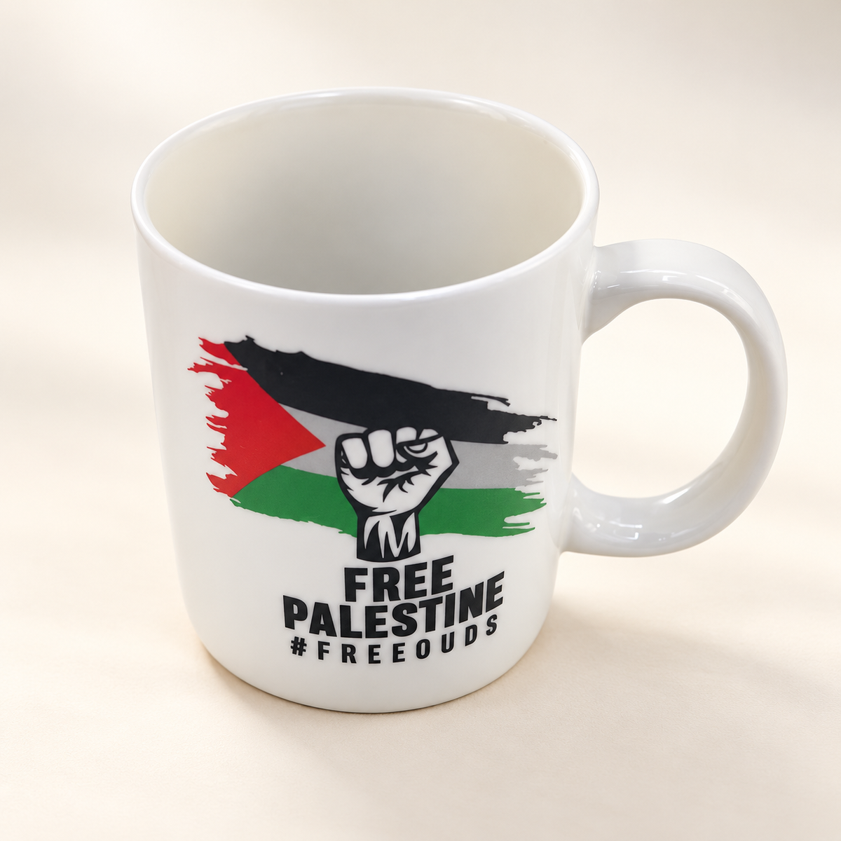 Free Palestine with Fist and Flag Design — professional product photograph