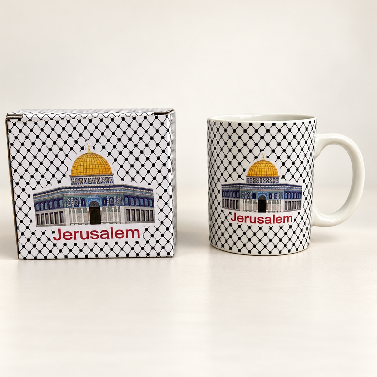 High-Quality Kuffiyeh Design Cup — professional product photograph