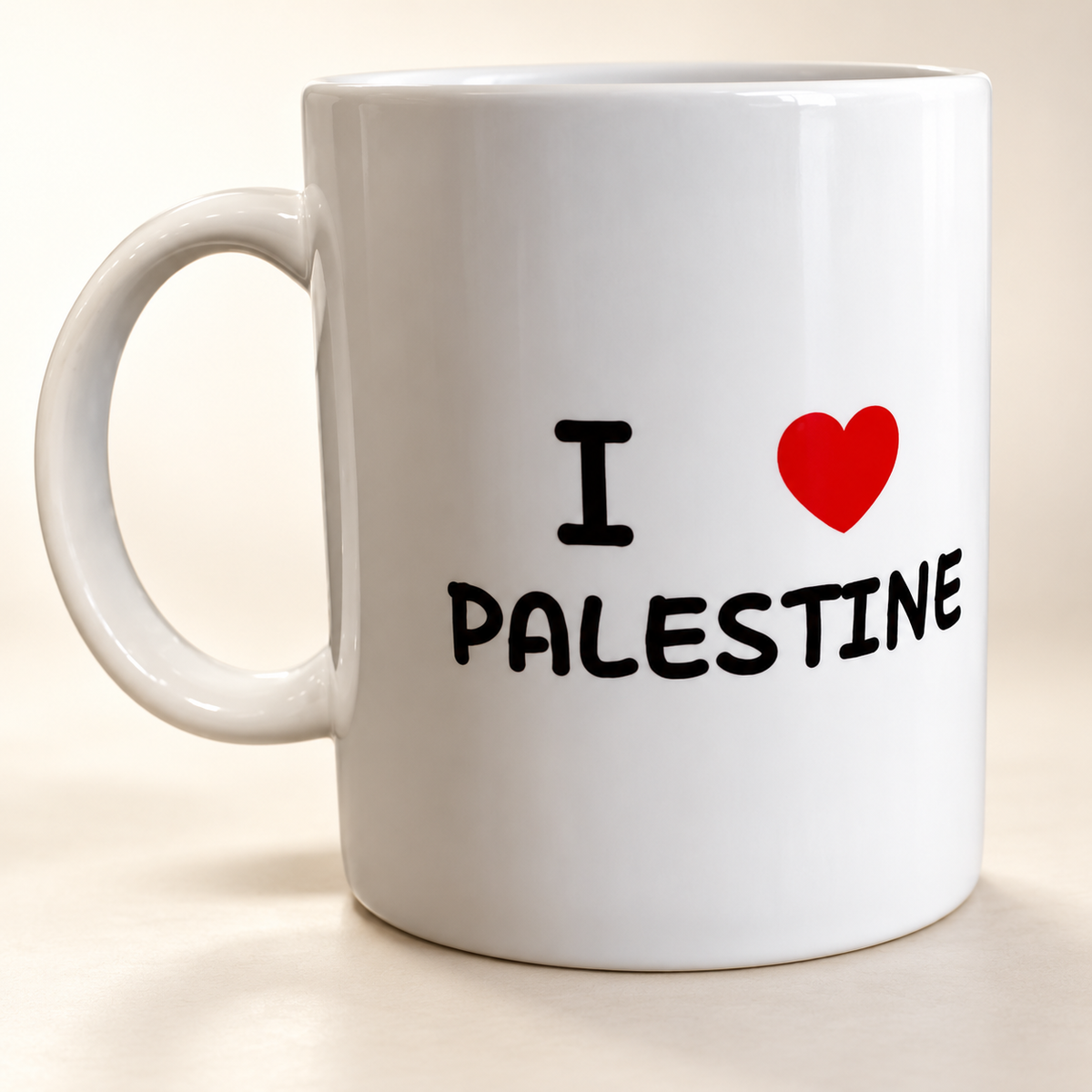 "I ♥ Palestine" Cup with Flag Design- High-Quality & Stylish Cup — professional product photograph