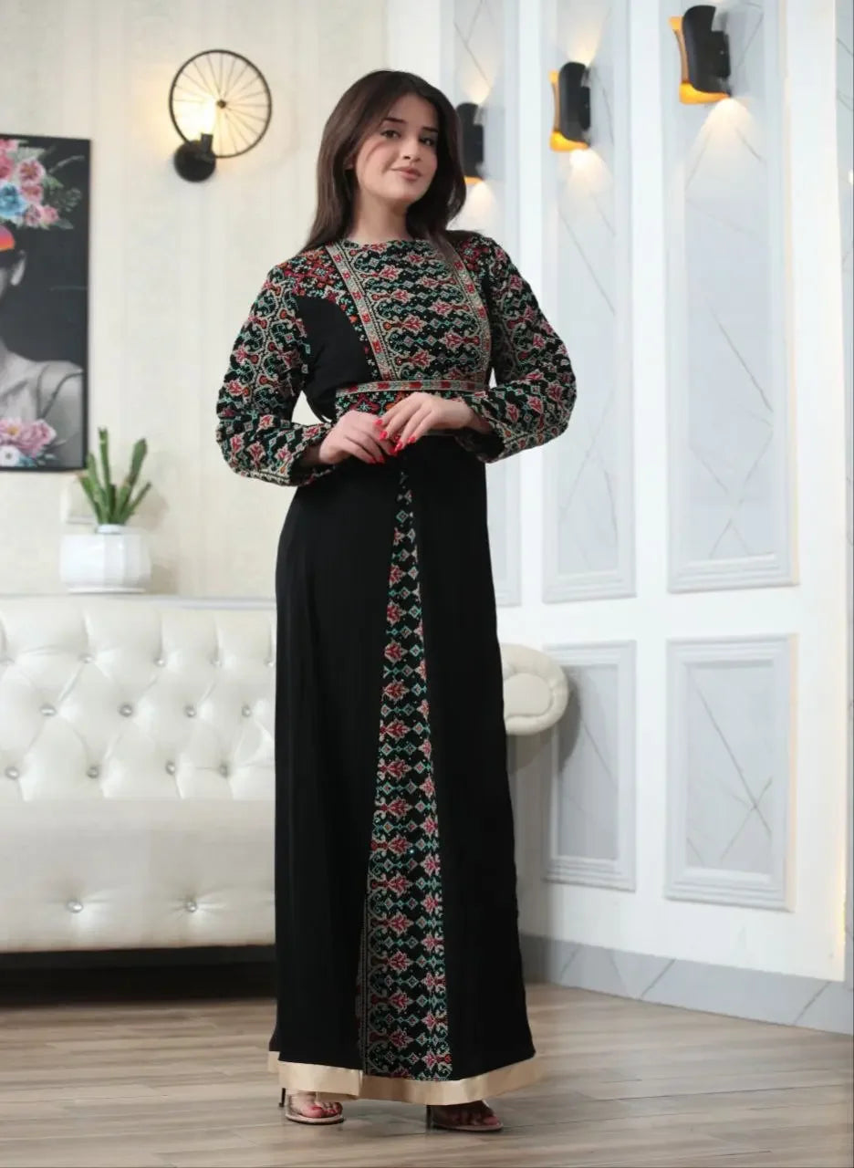 Timeless Beauty: The Najwa Embroidered Dress Palestinian Elegance