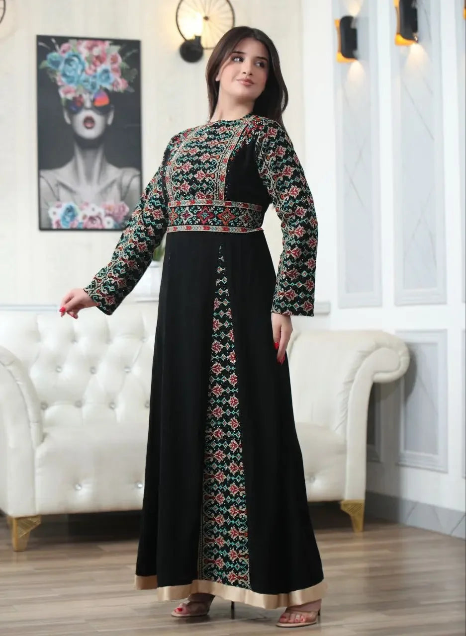 Timeless Beauty: The Najwa Embroidered Dress Palestinian Elegance