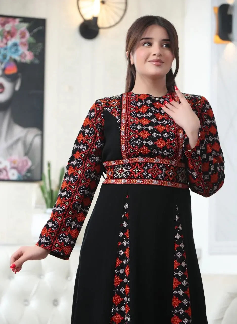 Timeless Beauty: The Najwa Embroidered Dress Palestinian Elegance