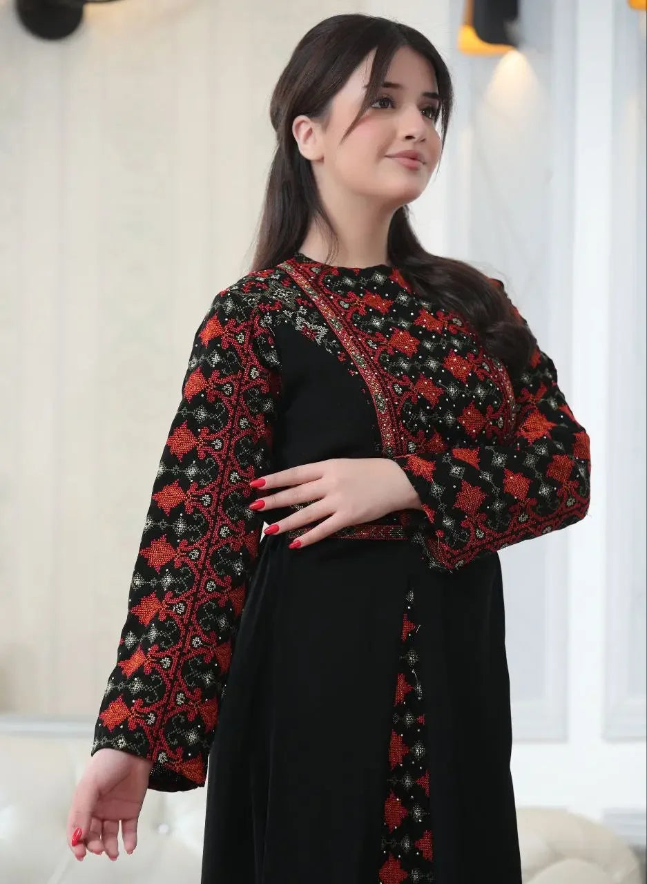 Timeless Beauty: The Najwa Embroidered Dress Palestinian Elegance