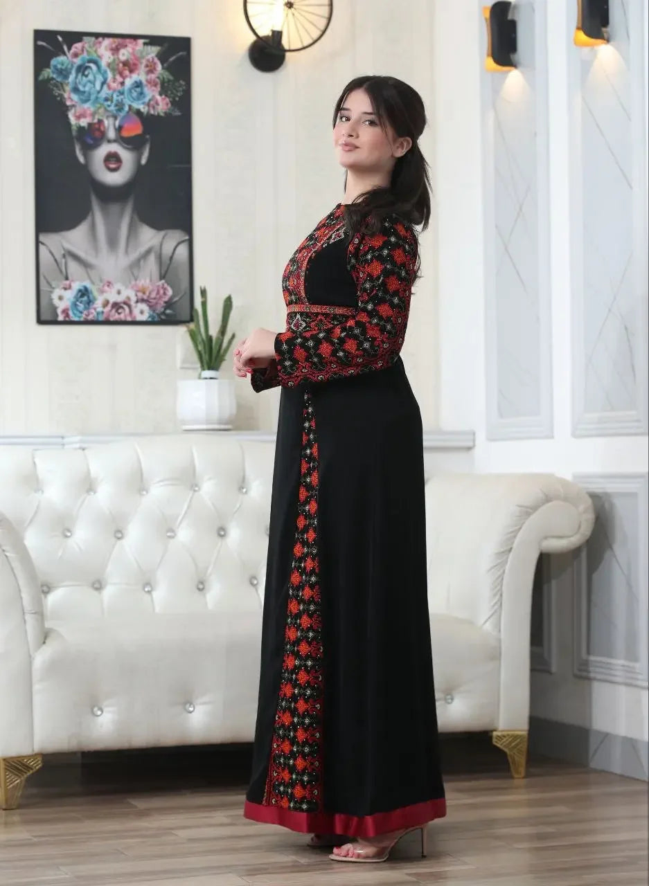 Timeless Beauty: The Najwa Embroidered Dress Palestinian Elegance