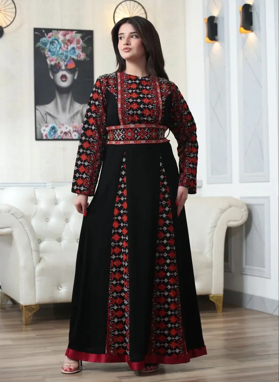 Timeless Beauty: The Najwa Embroidered Dress Palestinian Elegance