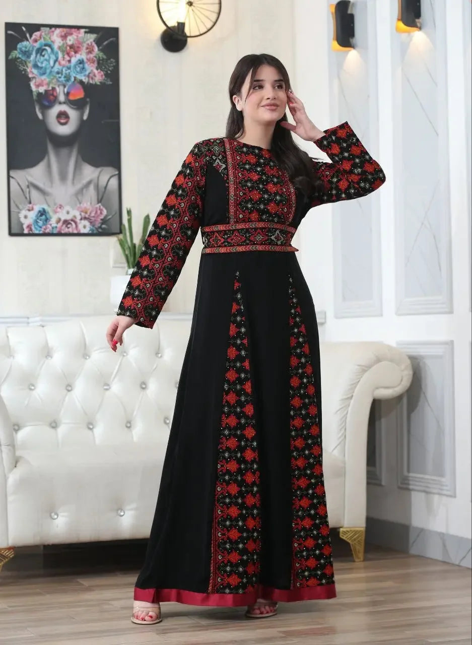 Timeless Beauty: The Najwa Embroidered Dress Palestinian Elegance