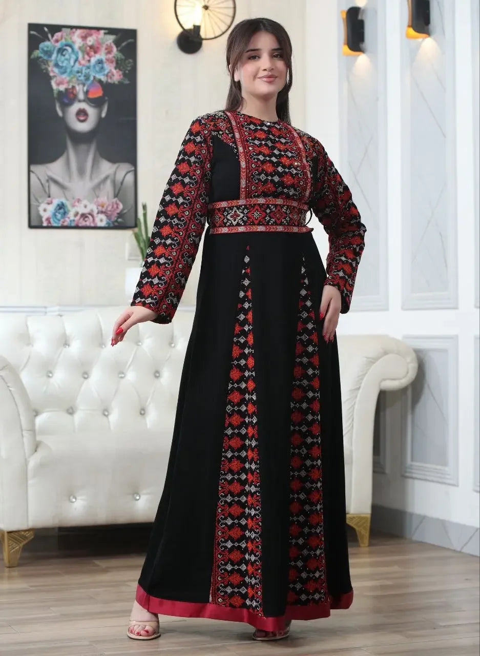 Timeless Beauty: The Najwa Embroidered Dress Palestinian Elegance