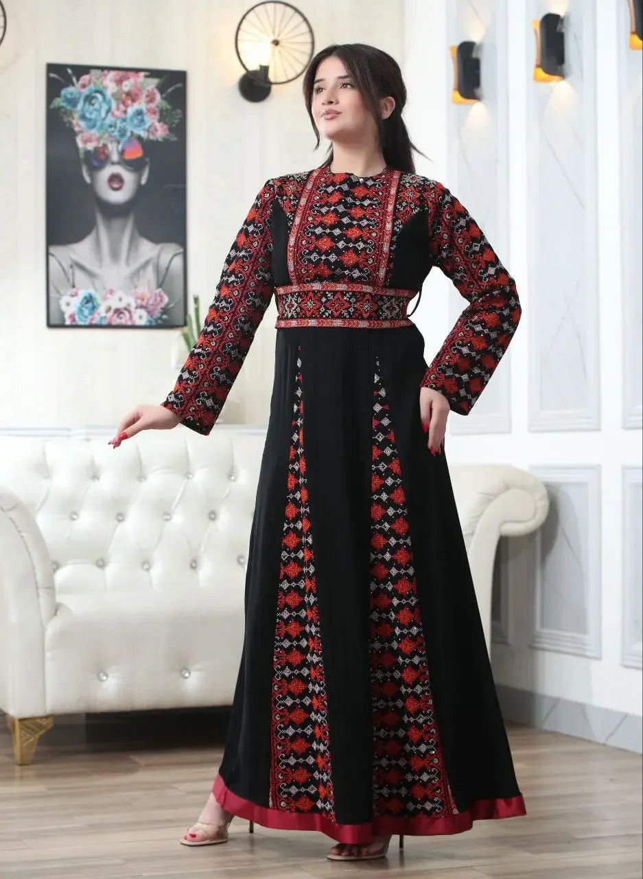 Timeless Beauty: The Najwa Embroidered Dress Palestinian Elegance