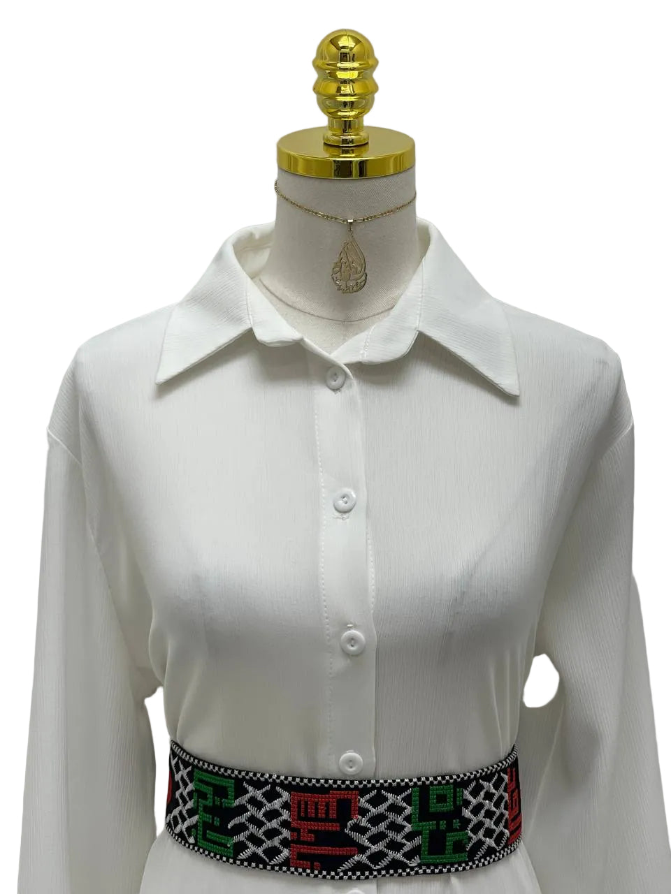 Palestinian Embroidered Leather-Lined Belt