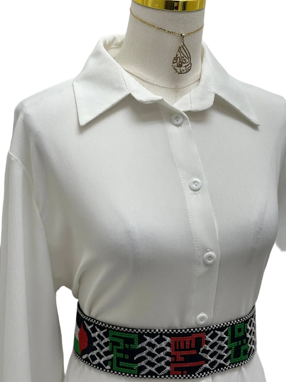 Palestinian Embroidered Leather-Lined Belt