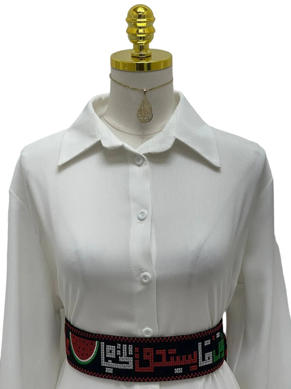 Palestinian Embroidered Leather-Lined Belt