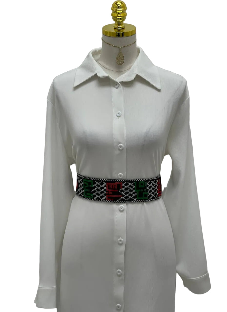 Palestinian Embroidered Leather-Lined Belt