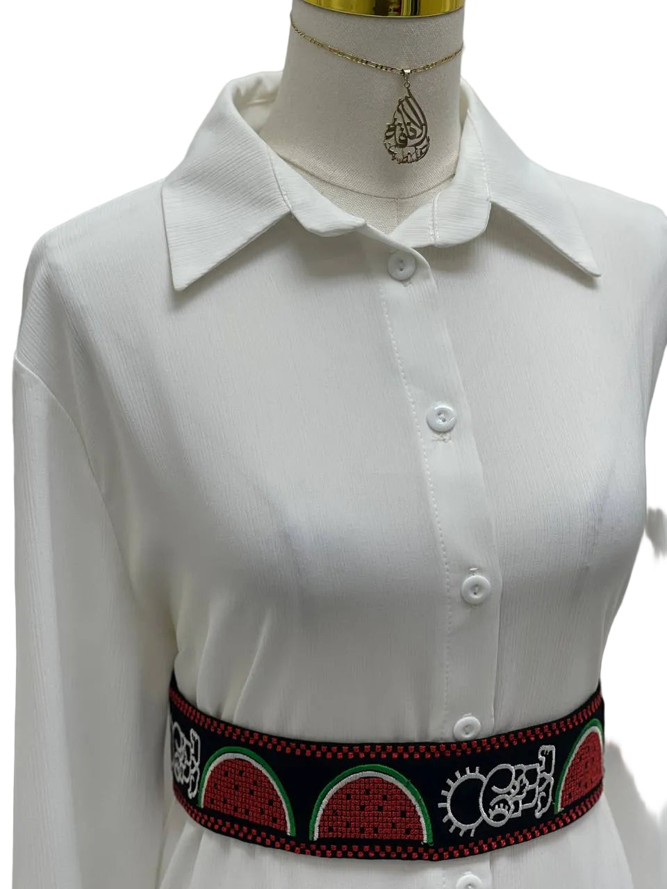 Palestinian Embroidered Leather-Lined Belt