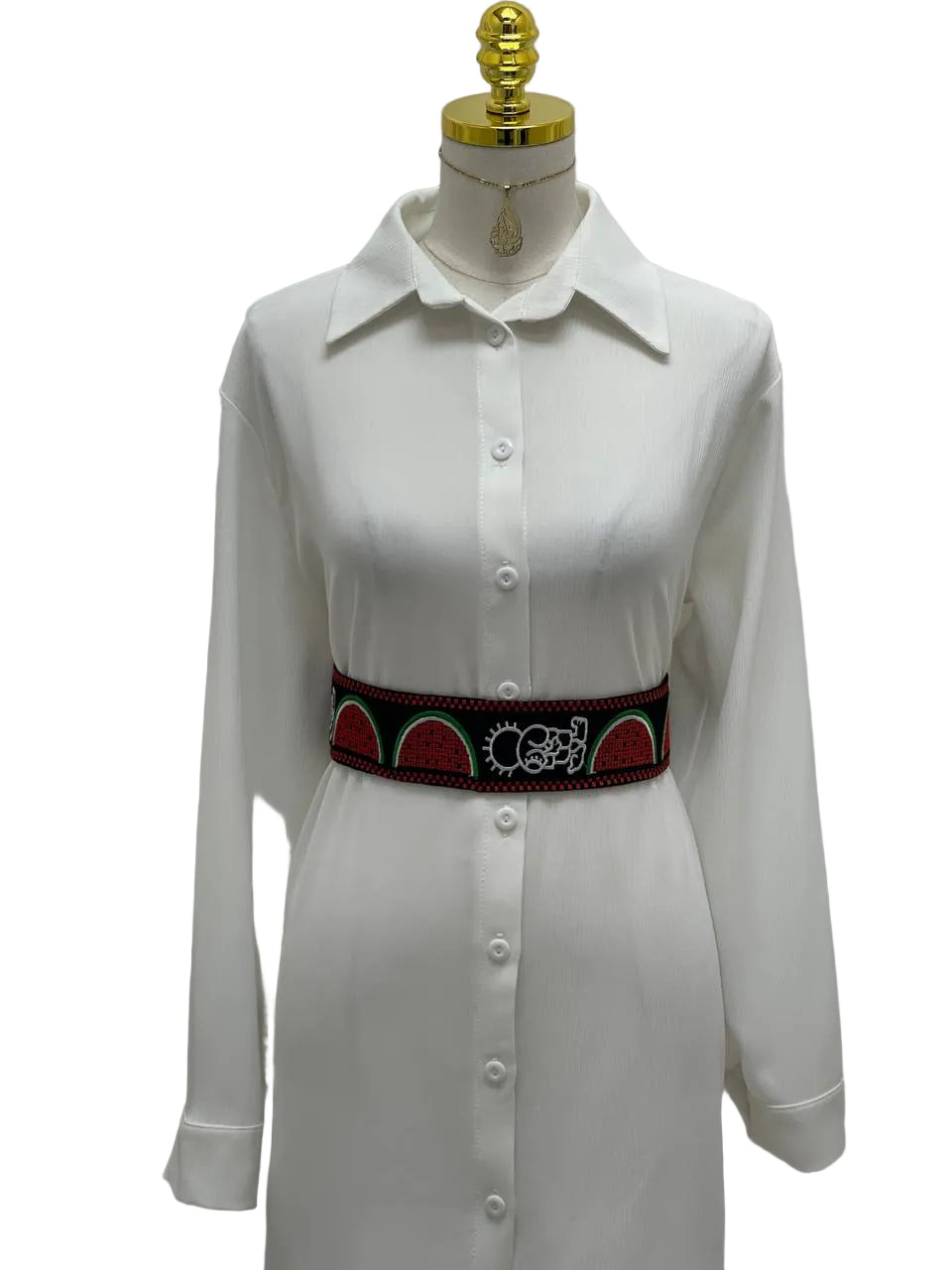 Palestinian Embroidered Leather-Lined Belt