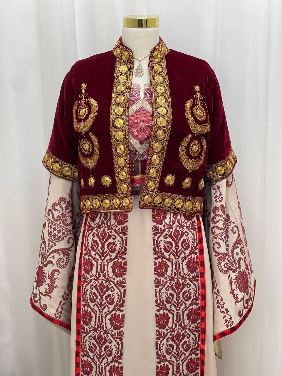 Short Velvet Taqsireh Jacket – Gold Qasab Embroidery