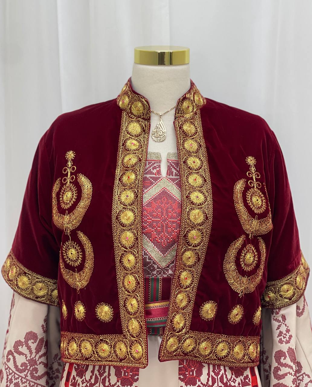 Short Velvet Taqsireh Jacket – Gold Qasab Embroidery