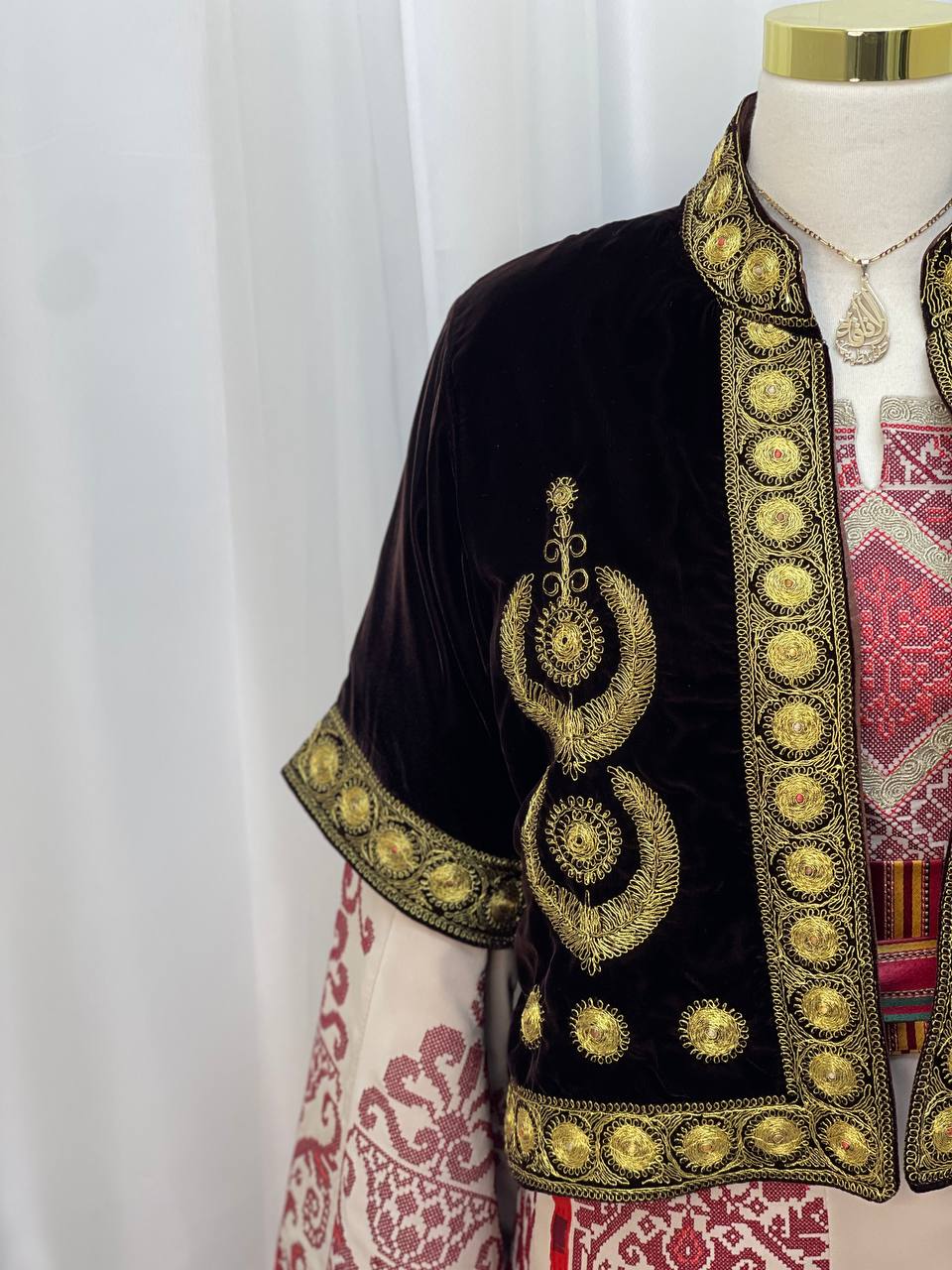 Short Velvet Taqsireh Jacket – Gold Qasab Embroidery