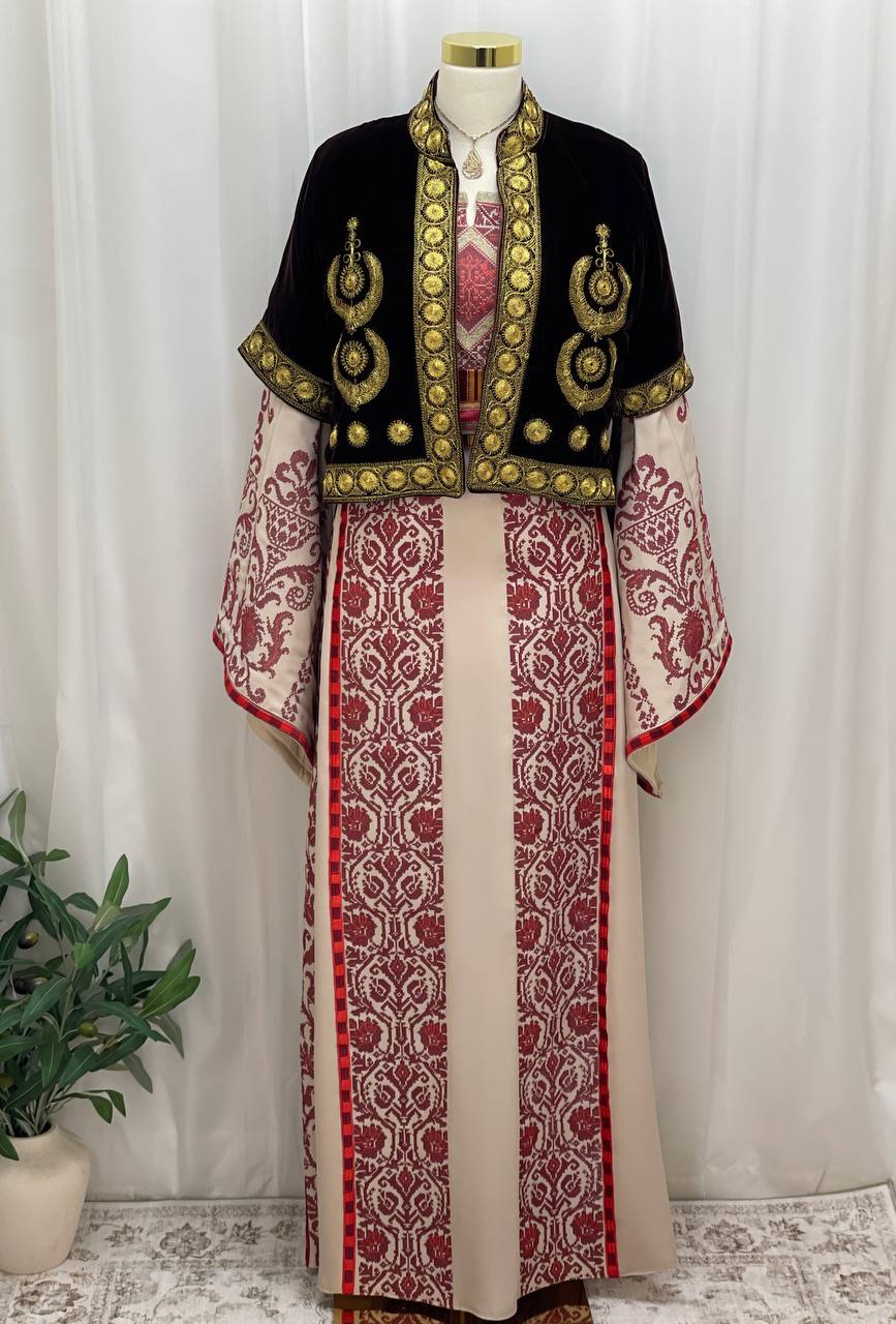 Short Velvet Taqsireh Jacket – Gold Qasab Embroidery