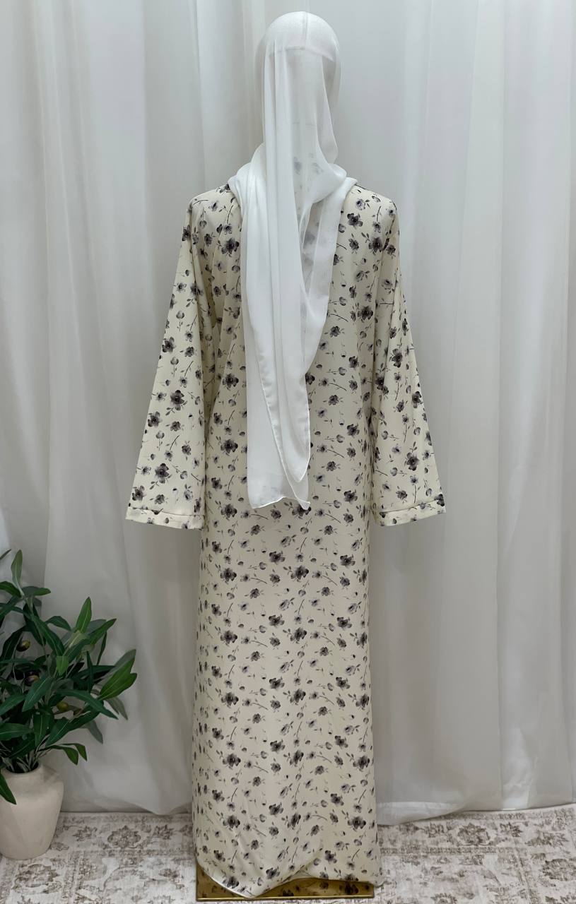 Soft Ivory Bloom Abaya