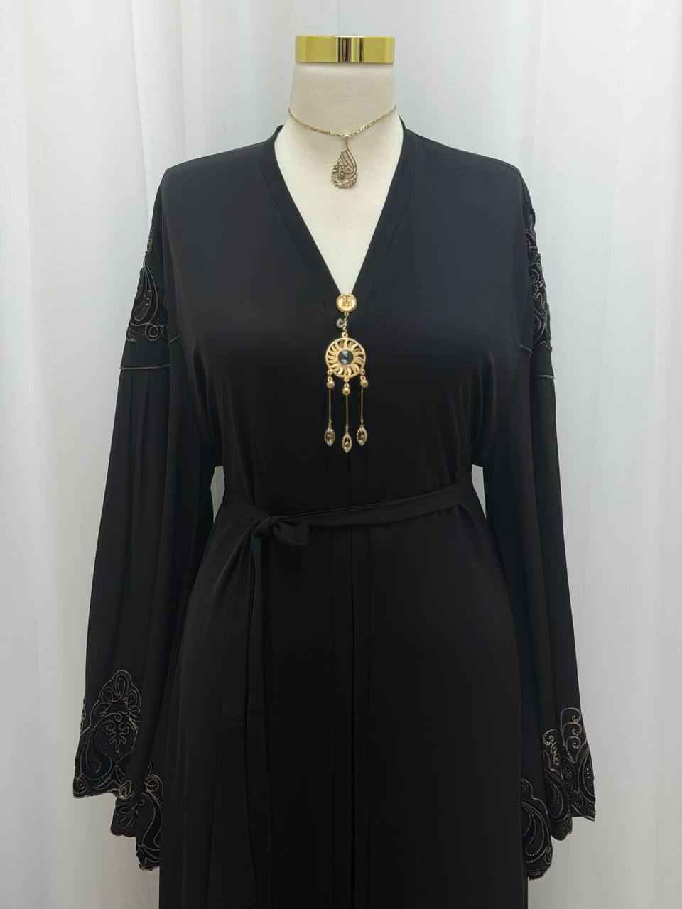 Midnight Elegance Embroidered Abaya