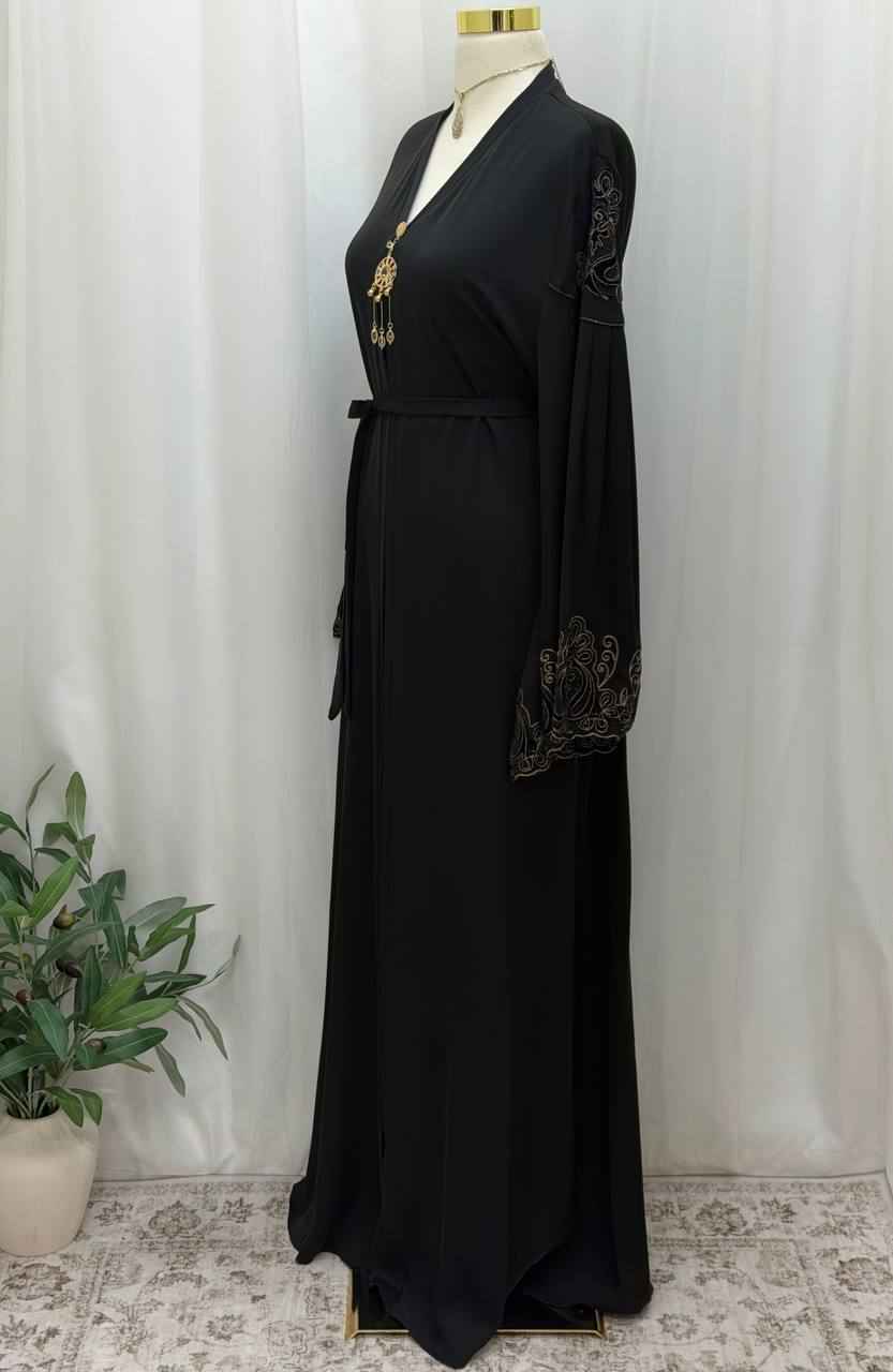 Midnight Elegance Embroidered Abaya