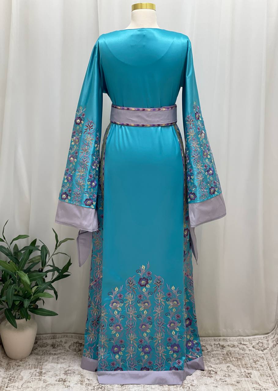 Turquoise Heritage Elegance Thobe - Palestinian Elegance
