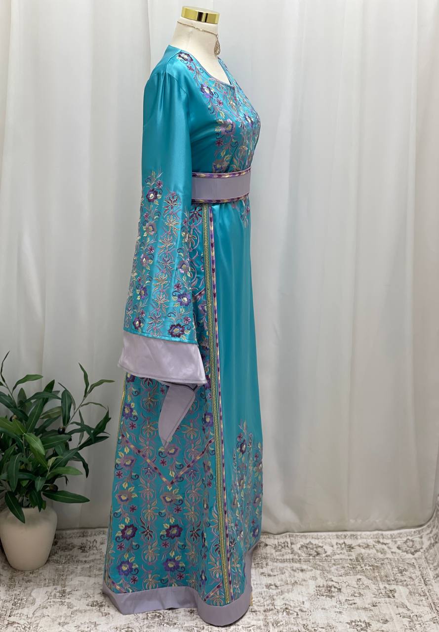 Turquoise Heritage Elegance Thobe - Palestinian Elegance