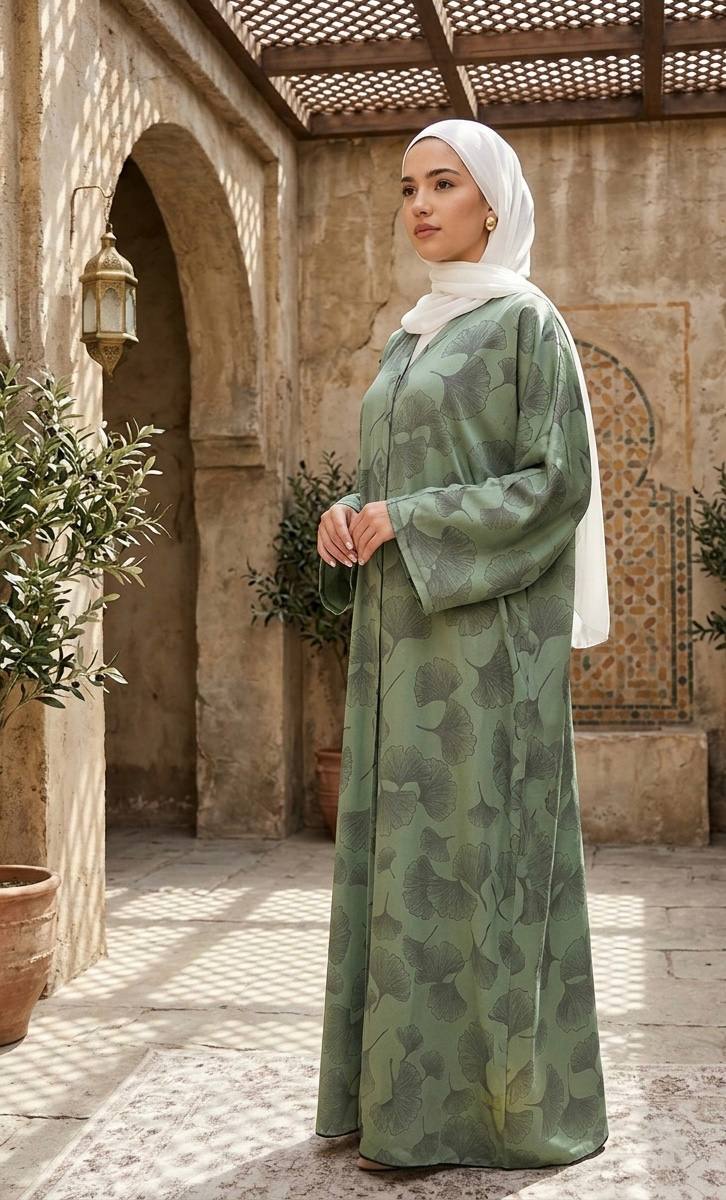 Leaf Motif Dubai Abaya