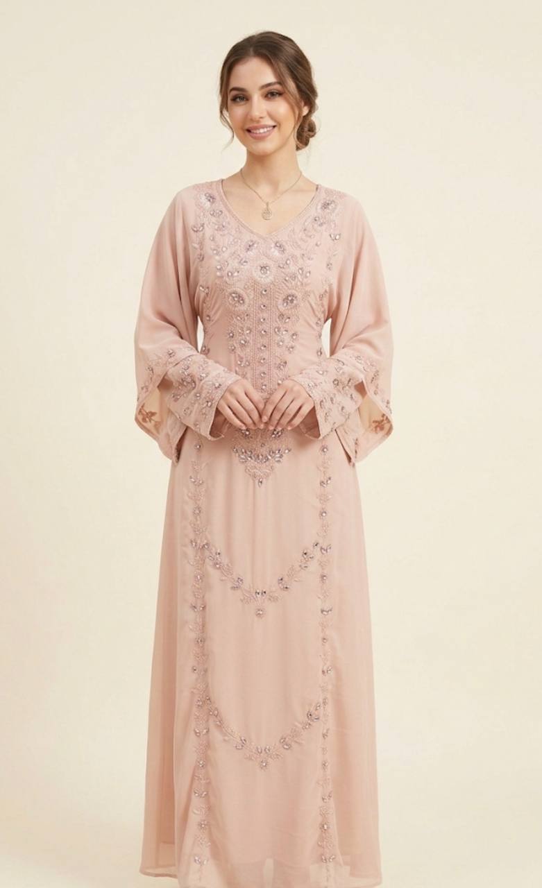 Royal Bloom Hand-Beaded Kaftan