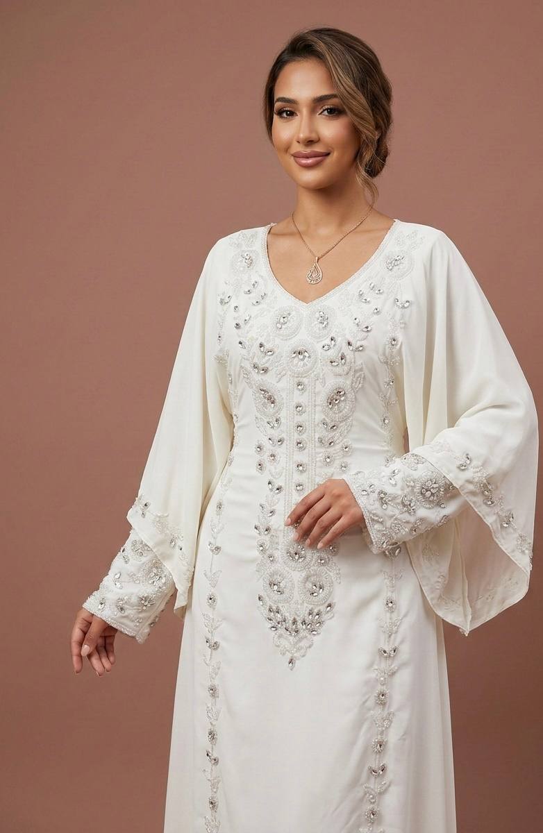 Royal Bloom Hand-Beaded Kaftan