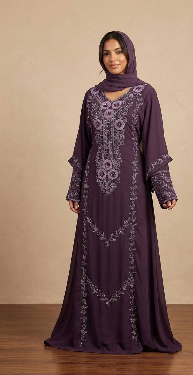 Royal Bloom Hand-Beaded Kaftan