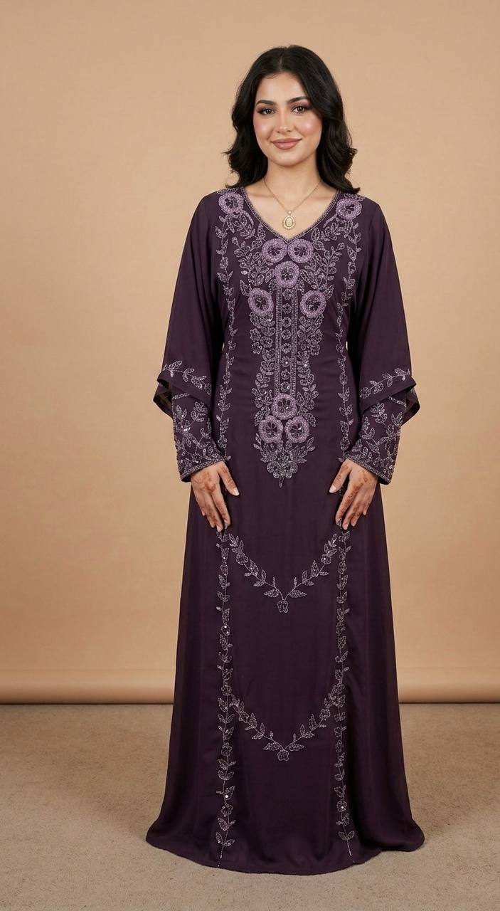 Royal Bloom Hand-Beaded Kaftan