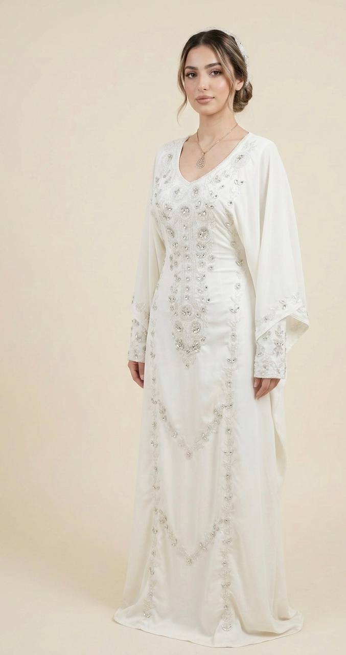 Royal Bloom Hand-Beaded Kaftan