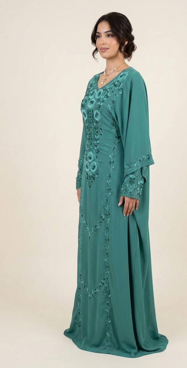 Royal Bloom Hand-Beaded Kaftan