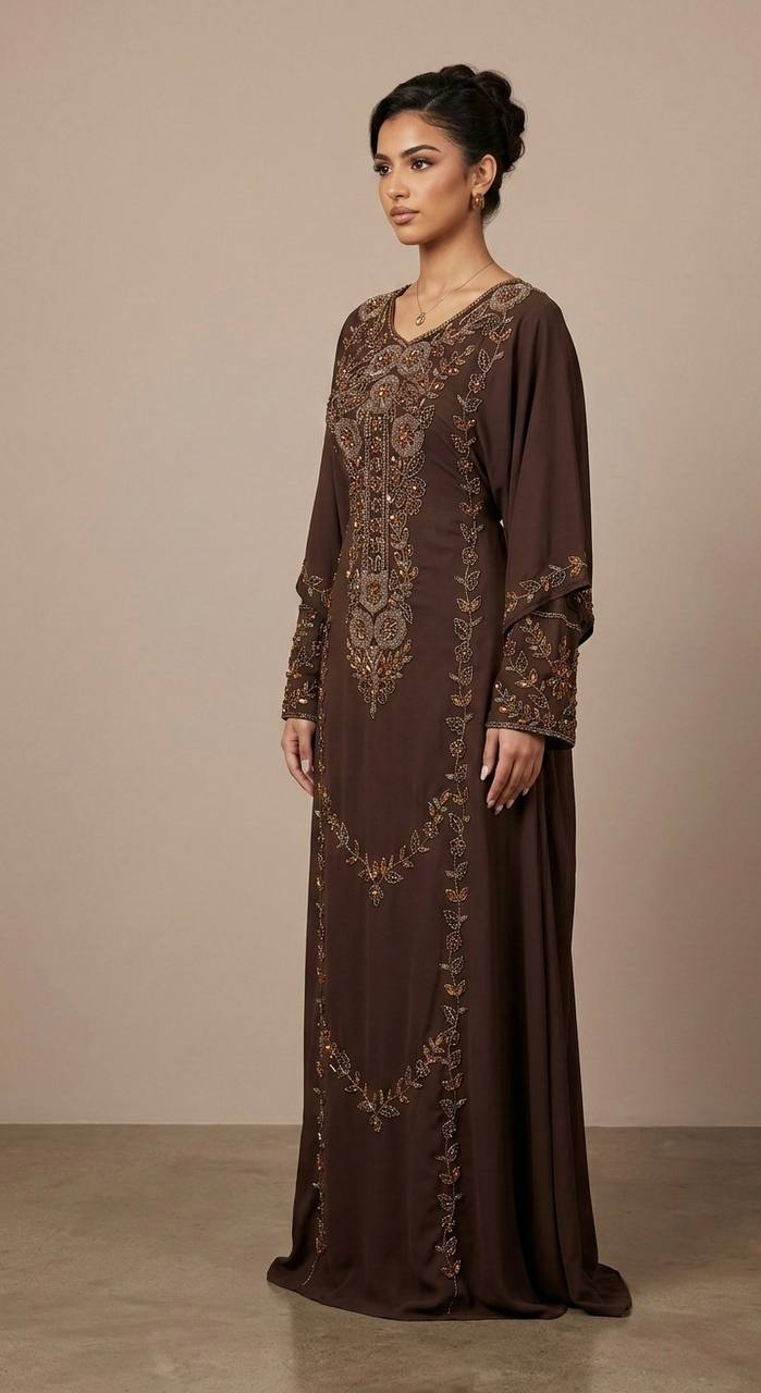 Royal Bloom Hand-Beaded Kaftan