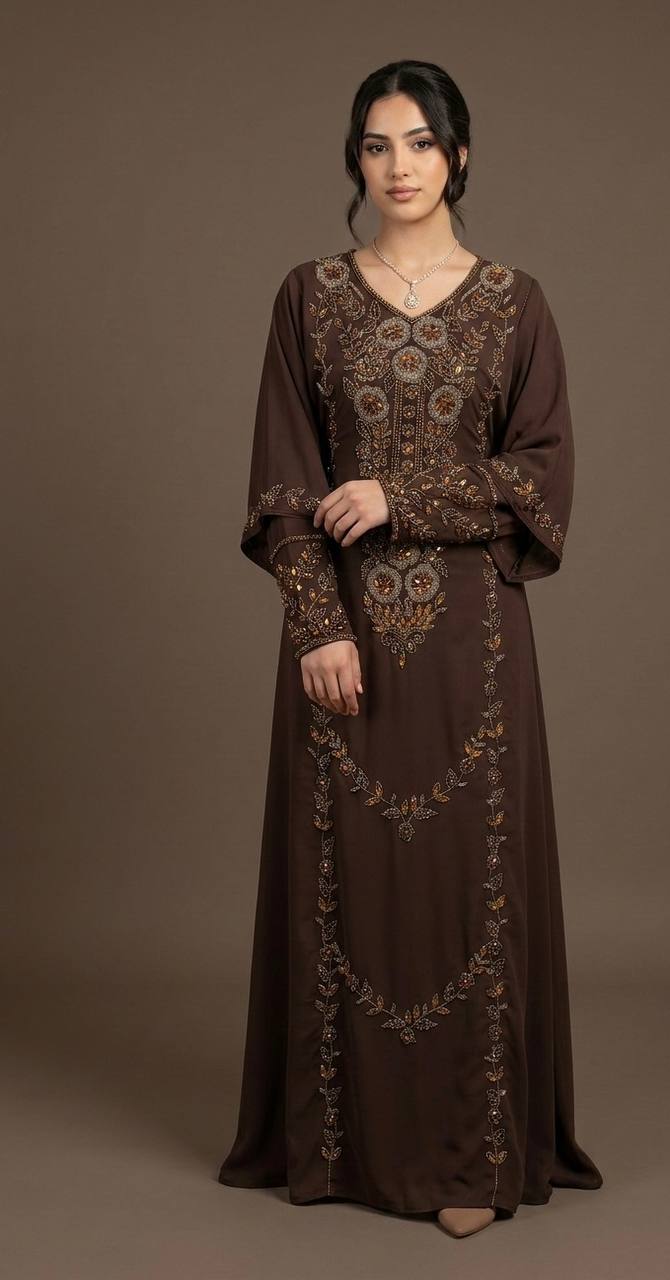 Royal Bloom Hand-Beaded Kaftan