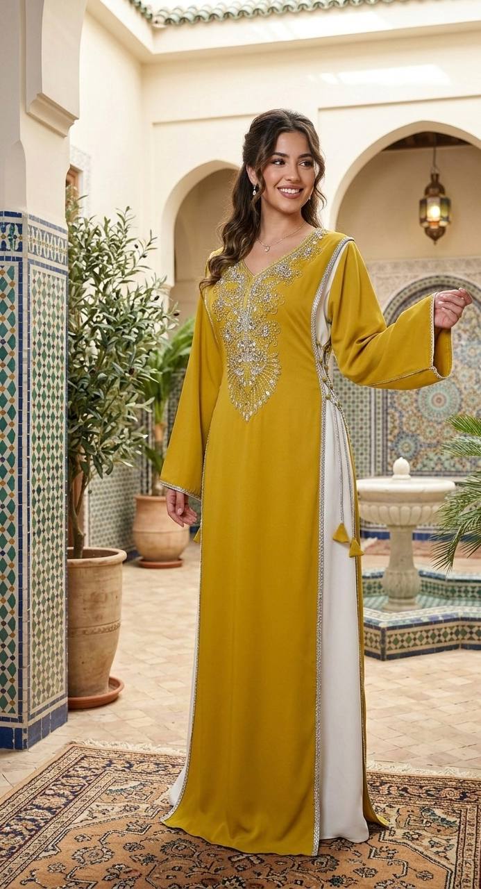 Royal Dima Embellished Kaftan - Palestinian Elegance