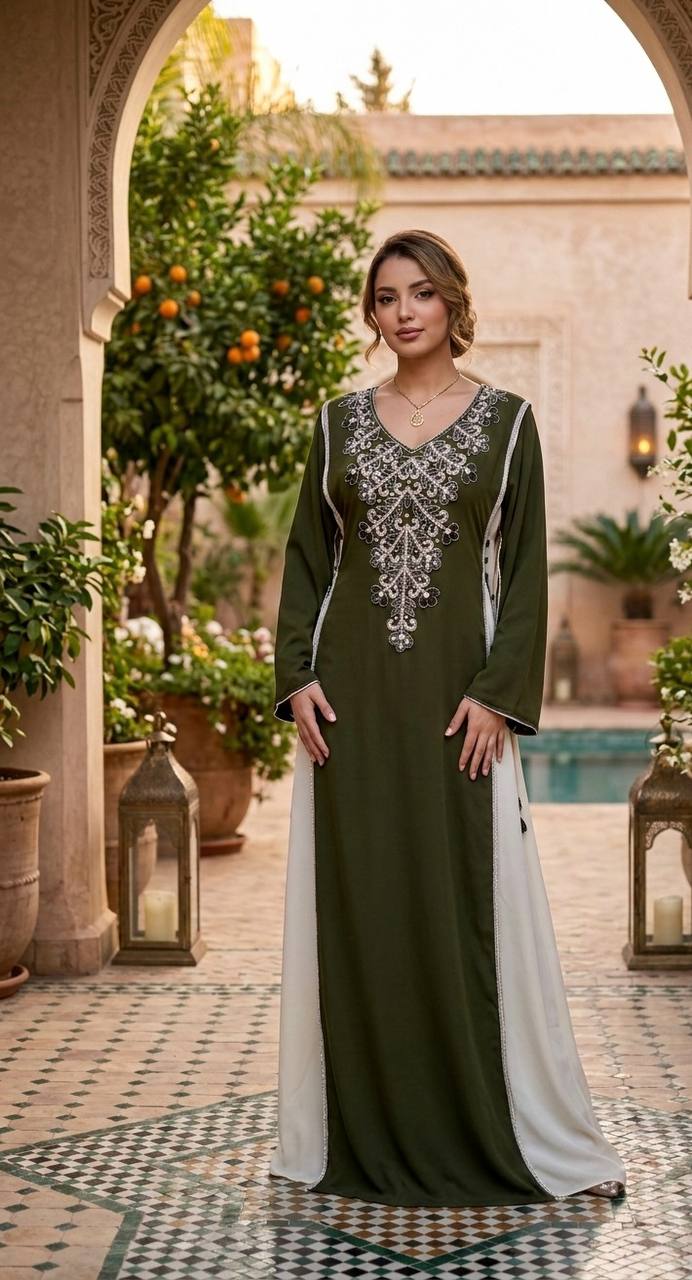 Royal Dima Embellished Kaftan - Palestinian Elegance